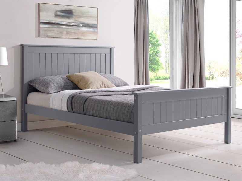Land Of Beds Caraway Grey High Footend Wooden Bed Frame