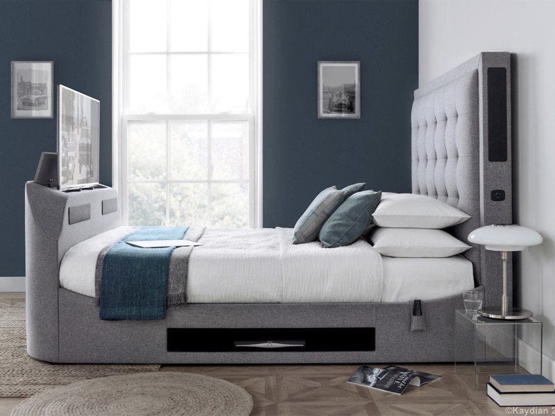 Land Of Beds Wilson Marbella Grey Fabric King Size TV Bed