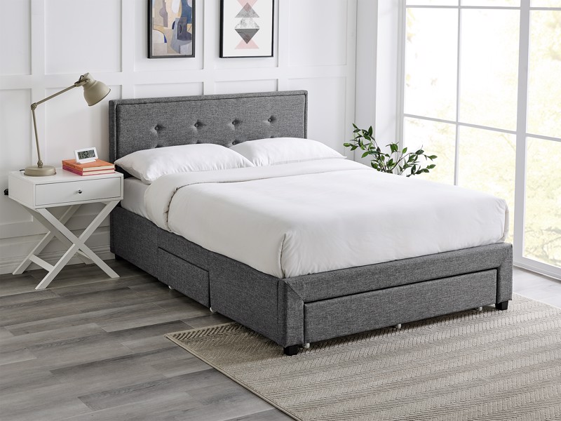 Land Of Beds Marina Grey Fabric Bed Frame