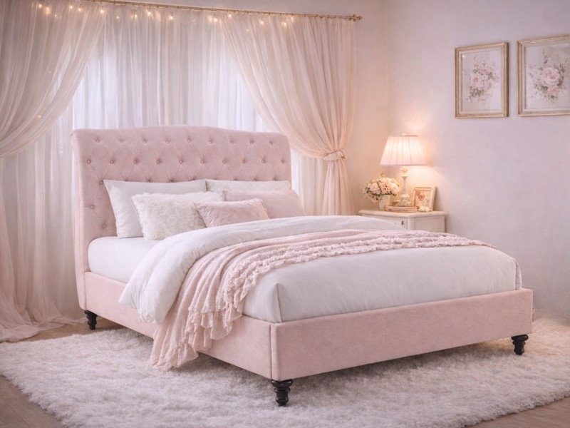 Land Of Beds Bridgerton Pink Fabric Bed Frame