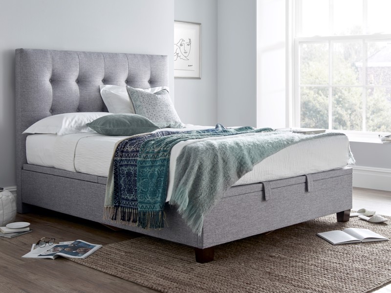 Land Of Beds Jackson Marbella Grey Fabric Ottoman Bed