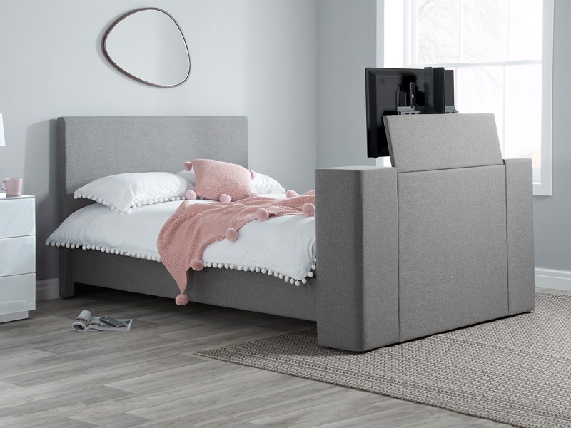 Land Of Beds Delia Grey Fabric King Size TV Bed