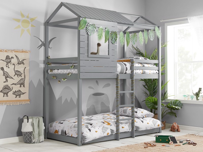 Land Of Beds Explorer Grey Wooden Single Bunk Bed