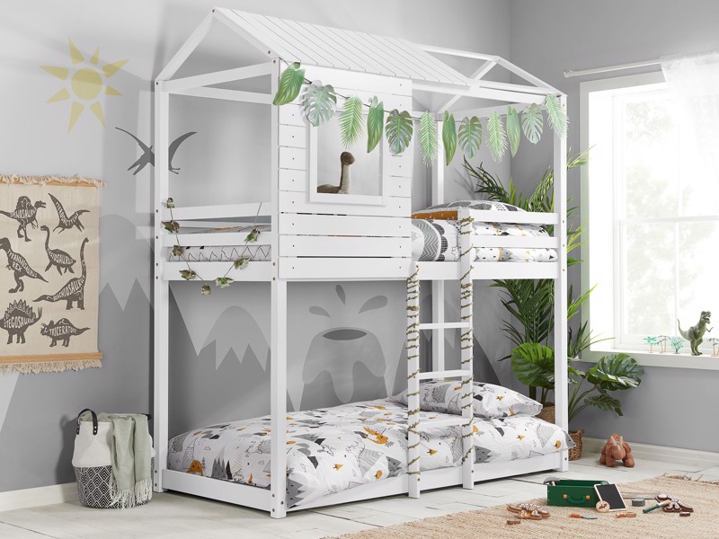 Land Of Beds Explorer White Wooden Bunk Bed