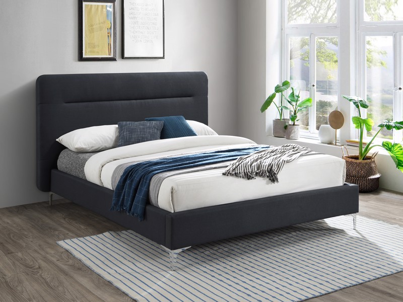 Land Of Beds Marbella Charcoal Fabric Double Bed Frame