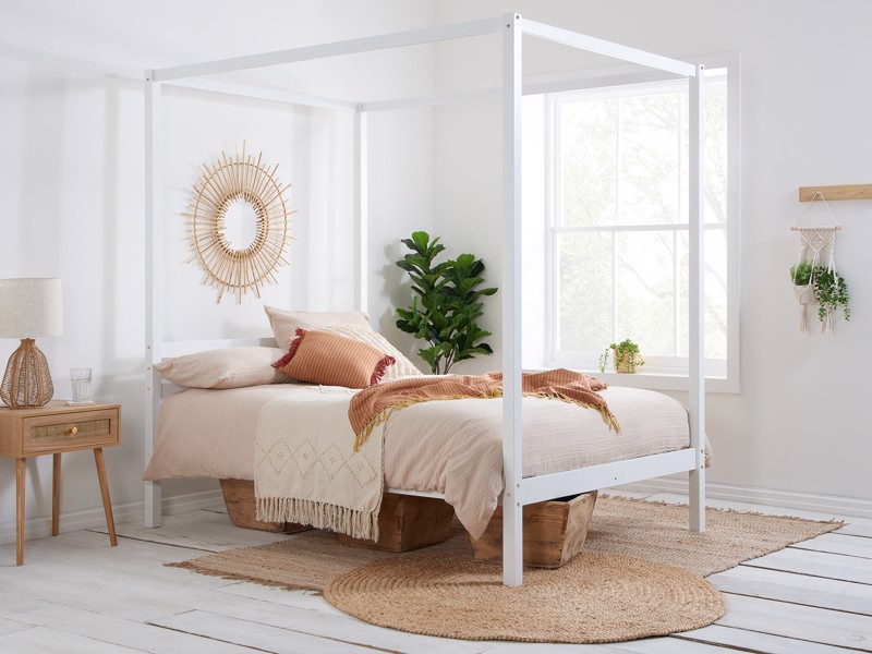 Land Of Beds Ascot White Wooden King Size Bed Frame