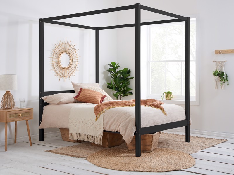 Land Of Beds Ascot Black Wooden King Size Bed Frame