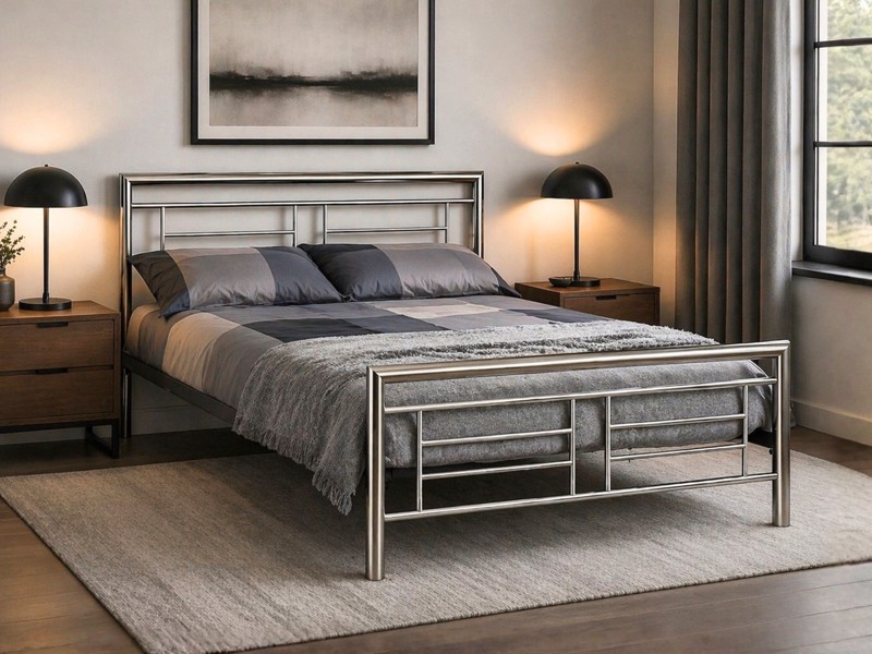 Land Of Beds Blackley Silver Metal Bed Frame