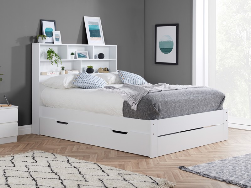 Land Of Beds Lucca White Wooden King Size Bed Frame