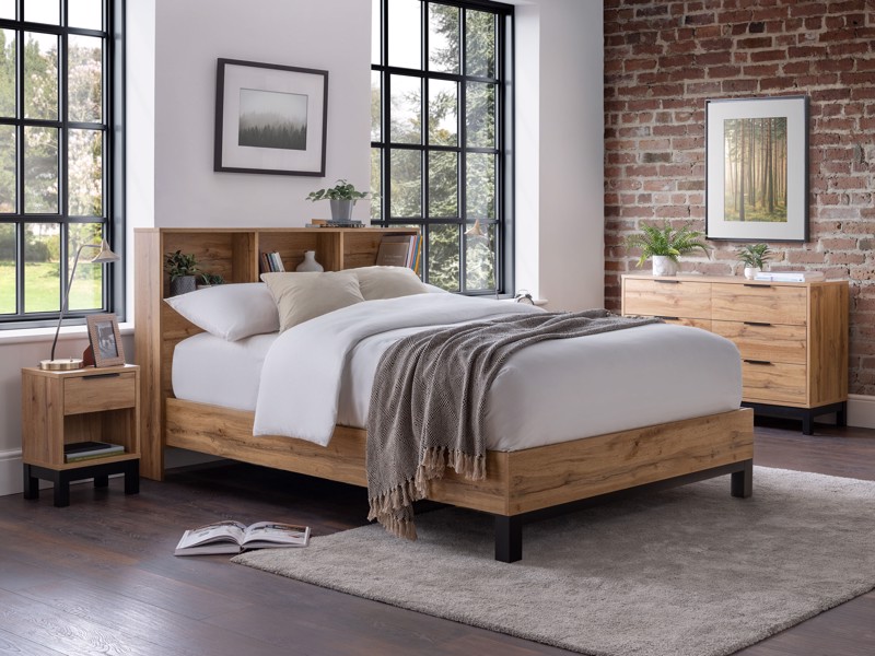 Land Of Beds Samson Oak Finish Wooden Bed Frame