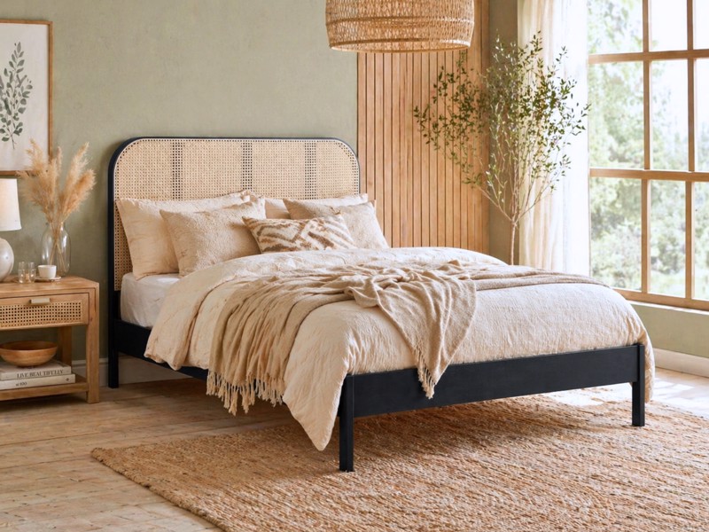 Land Of Beds Cannes Black Wooden Super King Size Bed Frame