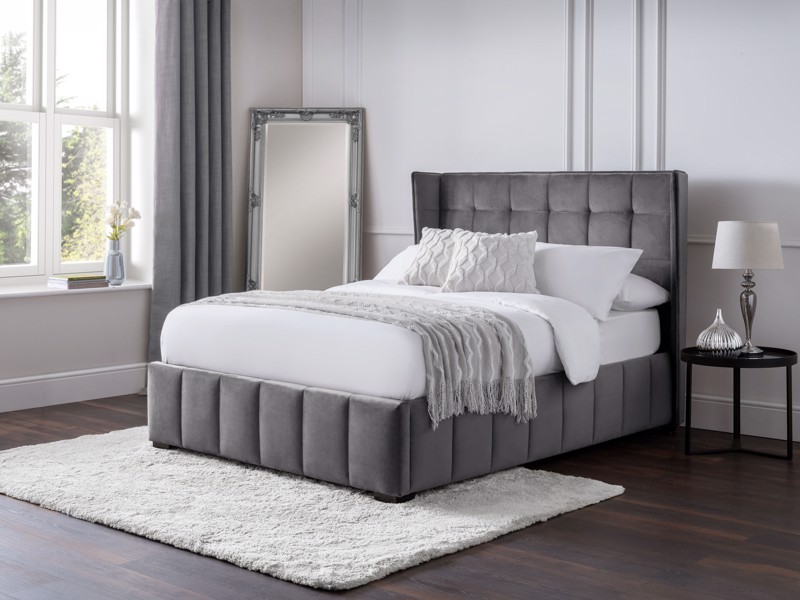 Land Of Beds Pandora Grey Fabric Double Bed Frame