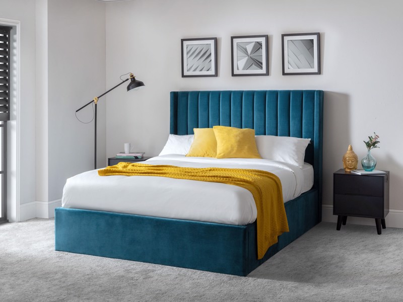 Land Of Beds Leya Teal Fabric Ottoman Bed