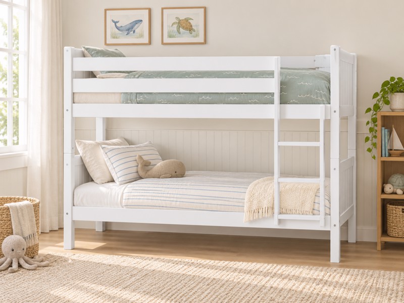 Land Of Beds Acer White Wooden Bunk Bed