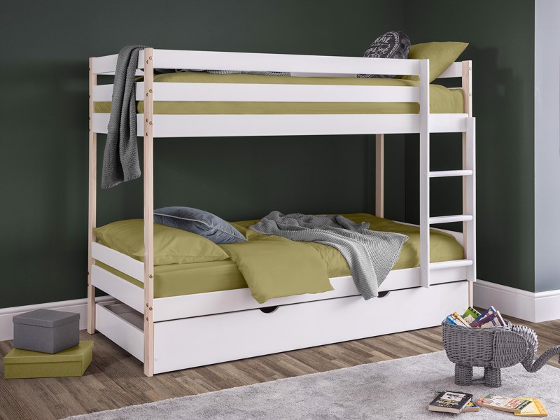 Land Of Beds Balham White Wooden Single Bunk Bed