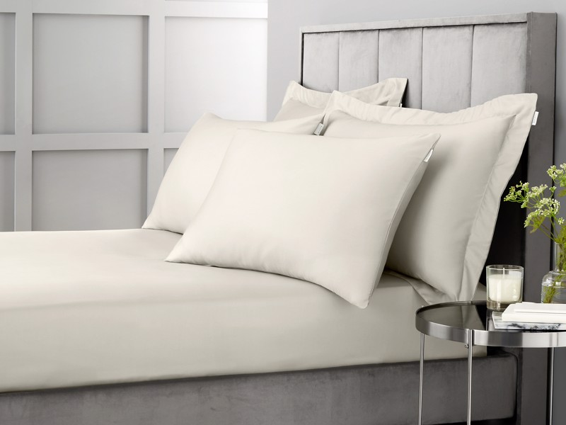 Bianca Fine Linens Cotton Sateen Oyster Pair of Standard Pillowcases