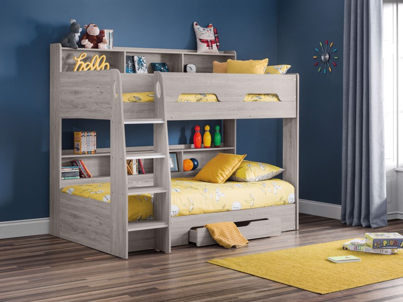 Land Of Beds Kingsbury Grey Oak Wooden Bunk Bed