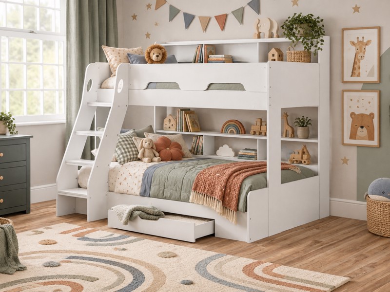 Land Of Beds Kingsbury White Wooden Triple Bunk Bed