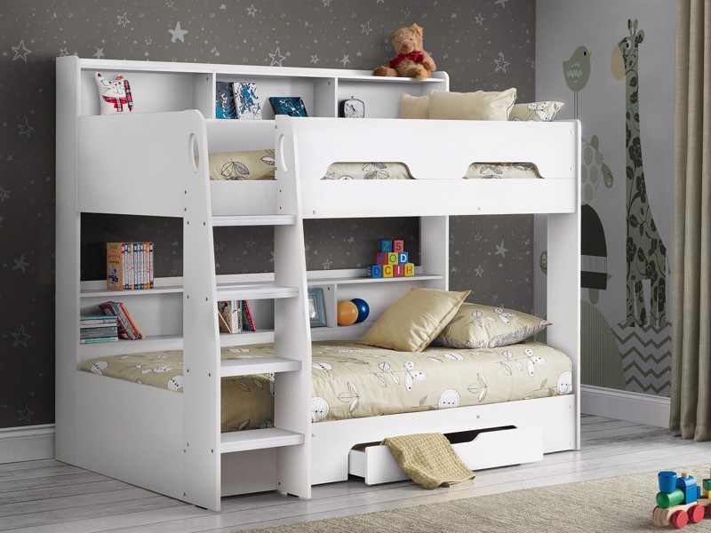 Land Of Beds Kingsbury White Wooden Single Bunk Bed