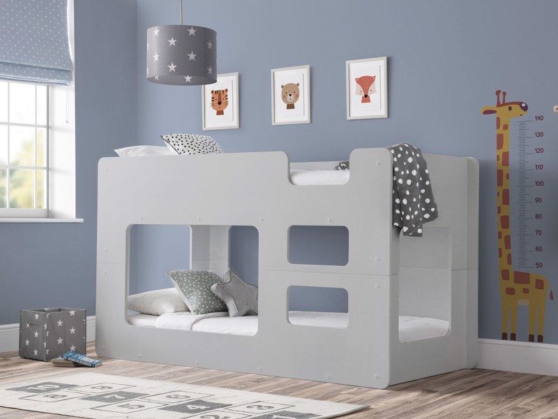 Land Of Beds Harley Dove Grey Wooden Single Bunk Bed