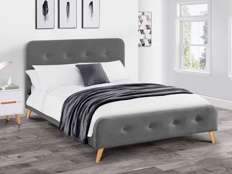 Land Of Beds Blossom Grey Fabric Double Bed Frame