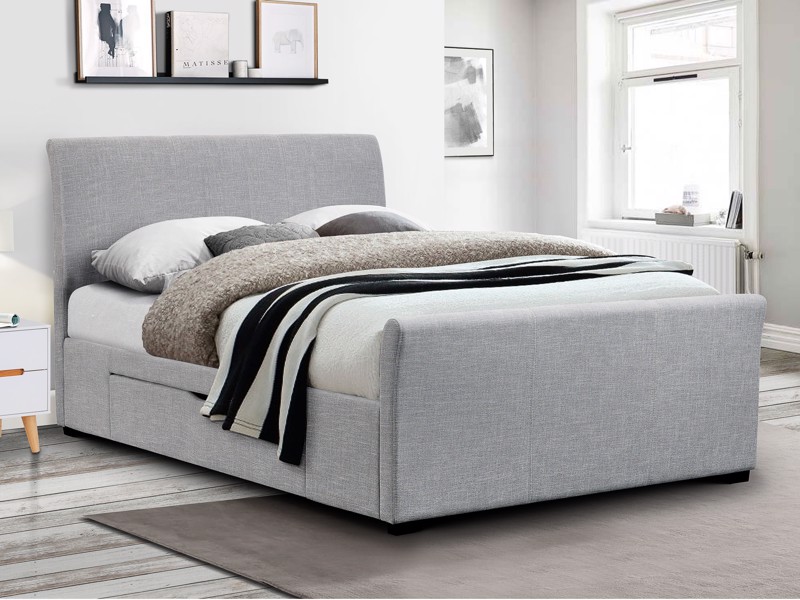 Land Of Beds Grover Grey Fabric Bed Frame