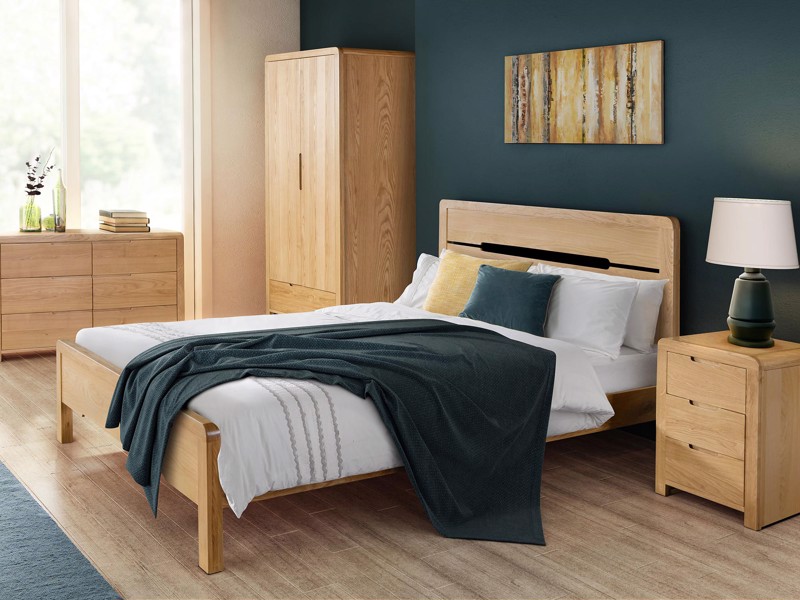 Land Of Beds Finsbury Oak Wooden Double Bed Frame