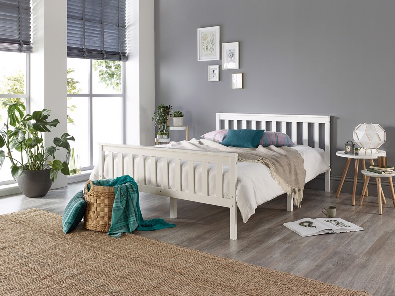 Land Of Beds Harper White Wooden Double Bed Frame