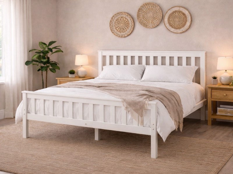 Land Of Beds Harper White Wooden Bed Frame