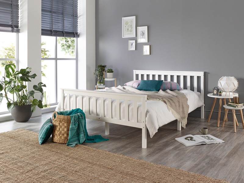 Land Of Beds Harper White Wooden Single Bed Frame