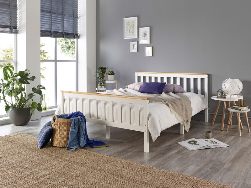 Land Of Beds Harper Two Tone White Wooden King Size Bed Frame