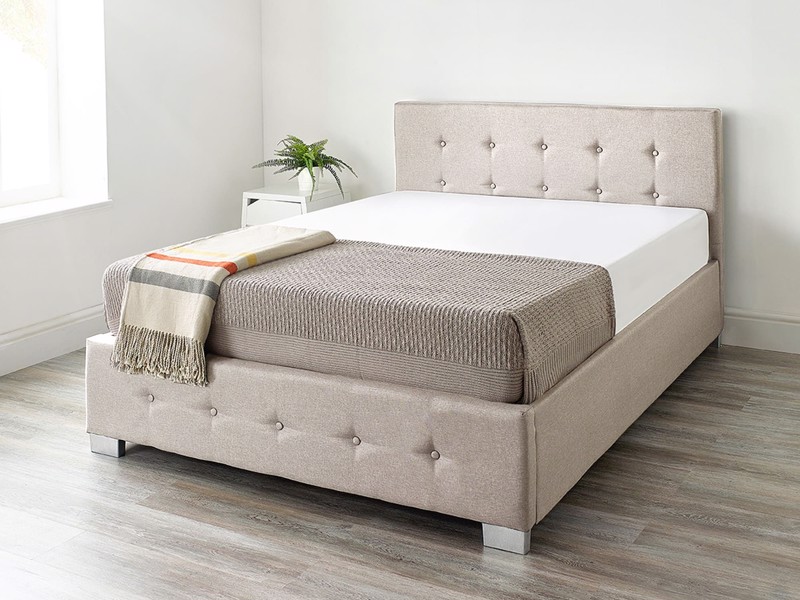 Land Of Beds Lola Beige Fabric Ottoman Bed
