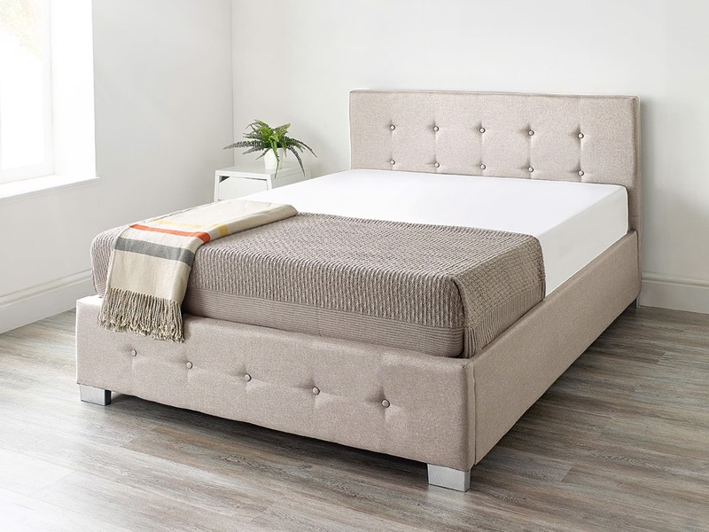 Land Of Beds Lola Beige Fabric King Size Ottoman Bed