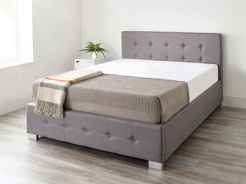 Land Of Beds Lola Grey Fabric Double Ottoman Bed