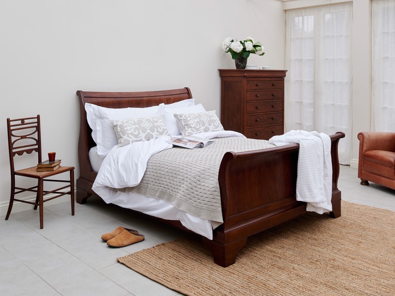 Land Of Beds Rayleigh Cherrywood Finish Wooden Double Bed Frame