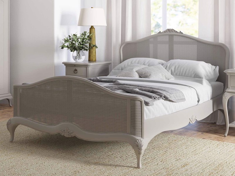 Land Of Beds Claremont Rattan Grey Wooden Double Bed Frame