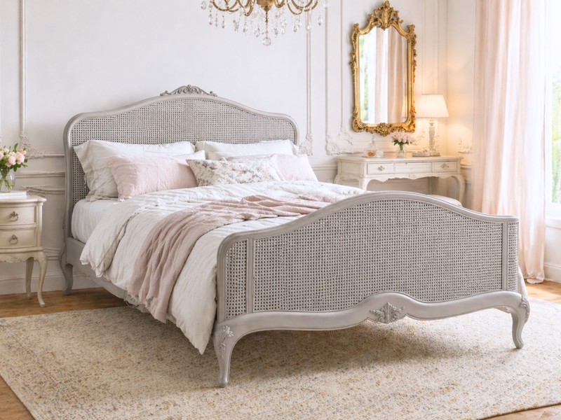 Land Of Beds Claremont Rattan Grey Wooden Super King Size Bed Frame