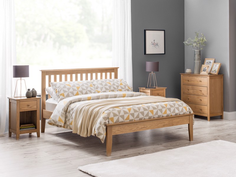 Land Of Beds Kilburn Oak Finish Wooden Double Bed Frame