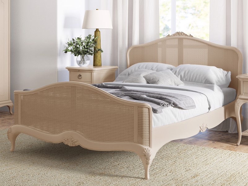 Land Of Beds Avebury Rattan Cream Wooden Super King Size Bed Frame