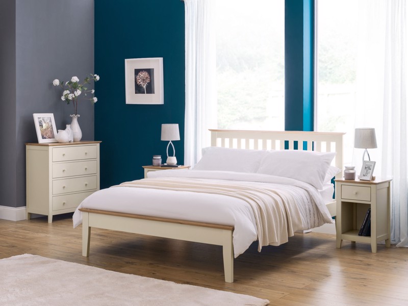 Land Of Beds Kilburn Two Tone White Wooden Double Bed Frame
