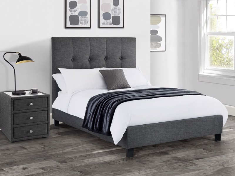 Land Of Beds Seren Slate Grey Fabric Super King Size Bed Frame