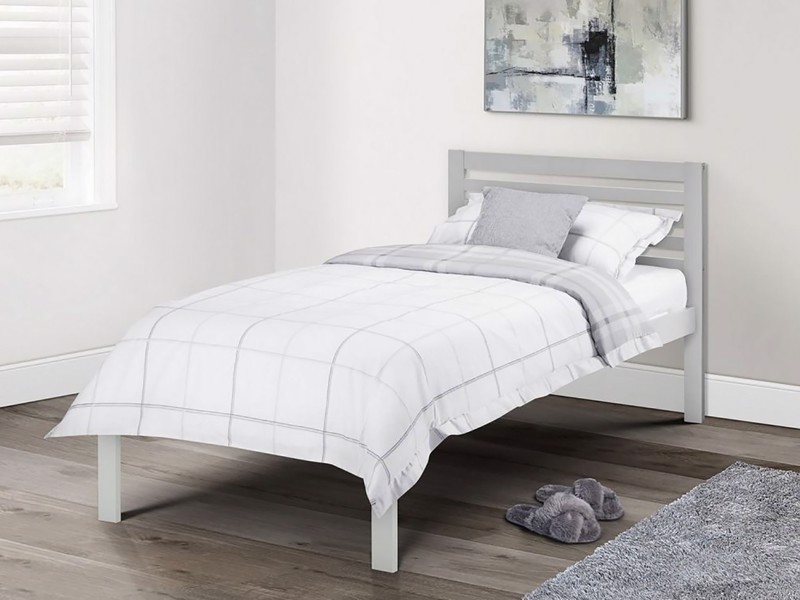 Land Of Beds Chesham Light Grey Wooden Single Bed Frame