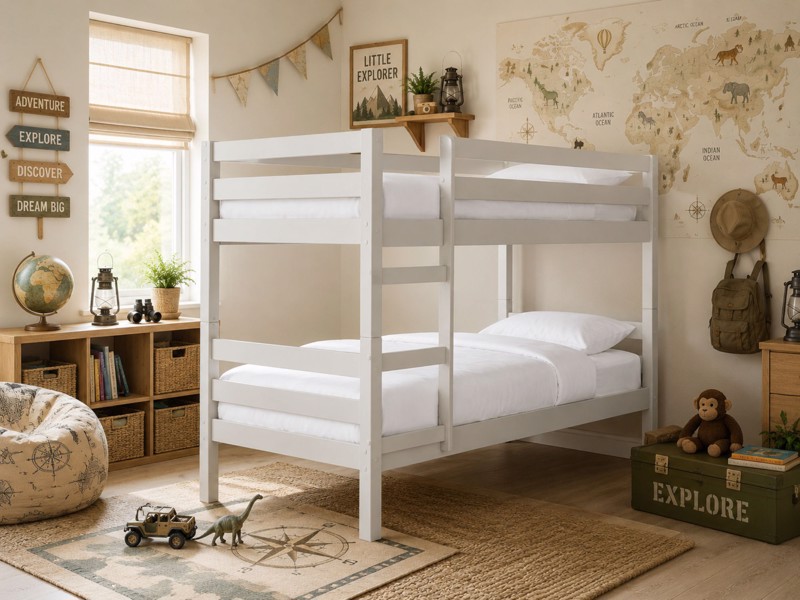 Land Of Beds Carnaby Dove Grey Wooden Bunk Bed