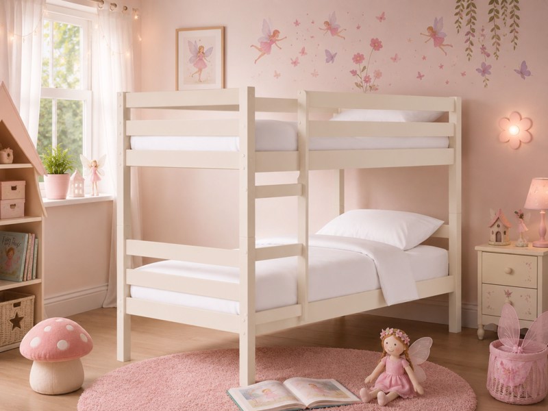 Land Of Beds Carnaby White Wooden Single Bunk Bed