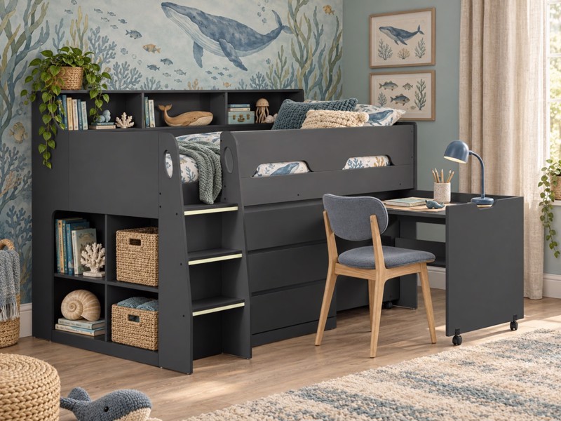 Land Of Beds Gaston Dark Grey Wooden Kids Bed