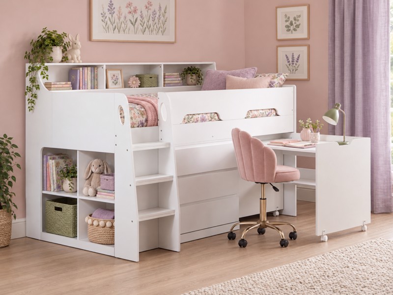 Land Of Beds Gaston White Wooden Kids Bed