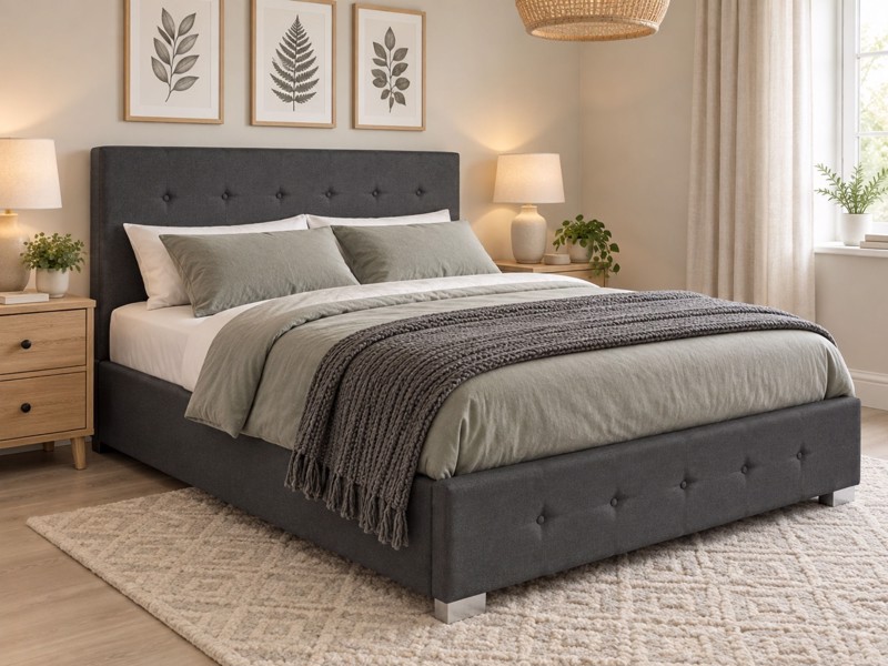 Land Of Beds Lola Black Fabric Ottoman Bed
