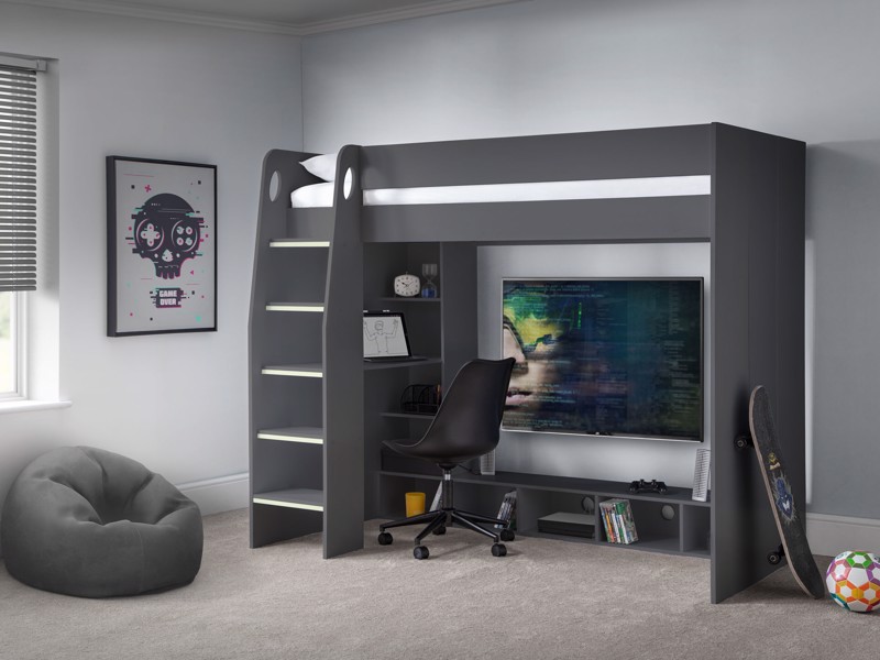 Land Of Beds Flynn Dark Grey Wooden Kids Bed