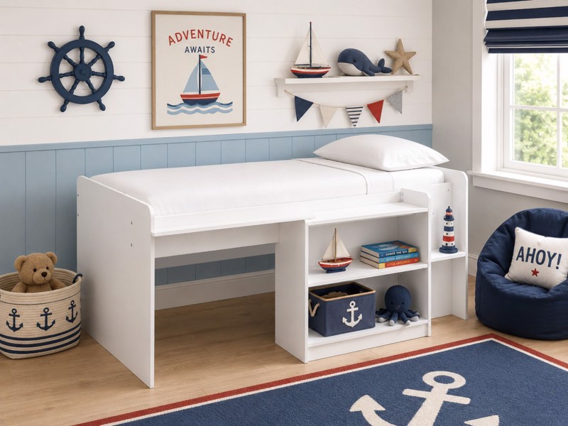 Land Of Beds Randall White Wooden Midsleeper Kids Bed