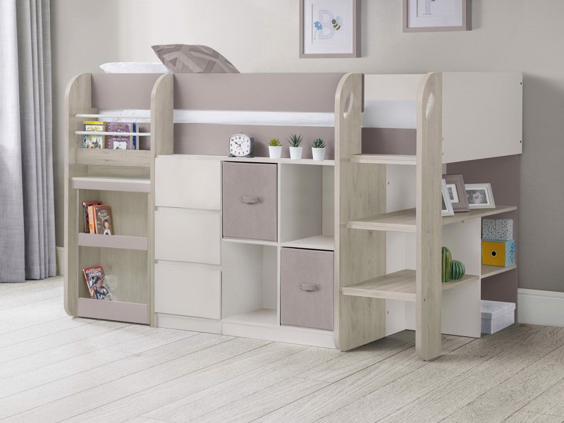 Land Of Beds Duke Taupe Wooden Mid Sleeper Childrens Bed
